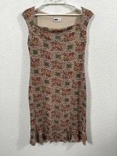 Vintage I.N. Studio Dress Womens Medium Multicolor Paisley Ruffle Hem 90s Y2K