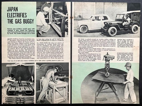Tama Electric Car 1950 article “Japan Electrifies the Gas Buggy” Tokyo Electric