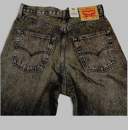 Levi's 578 Baggy Denim Jeans Mens 34 X 32 Y2K Cotton Black Gray A4750-0029 Nwt