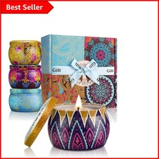 Floral Aromatherapy Candle Gift Set - 4 Elegant Tin Candles for Relaxation