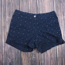 Nautica Womens Size 6 Blue Anchor Print Chino Shorts Nautical Summer Stretch