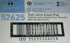 PAPER SPARCO 52625 SELF STICK EASEL PAD 25" X 30" WHITE 2 PADS 30 SHEETS EACH