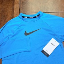 Nike Kids Girls Swim Long Sleeve HydroGuard Shirt Blue Dri-FIT UV Protection Lrg