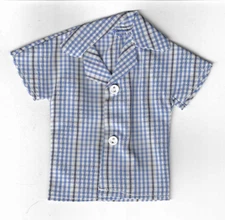 Homemade Doll Clothes-Blue and Gray Plaid Shirt that fits Ken Doll B5