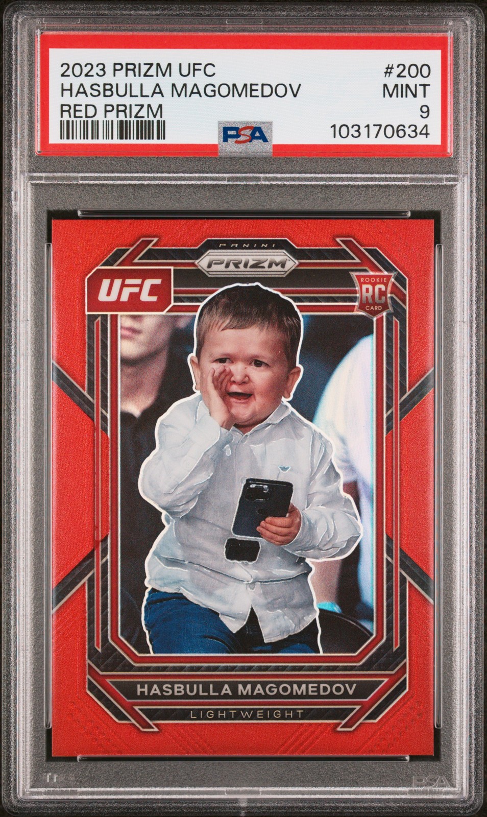 2023 PANINI PRIZM UFC RED PRIZM #200 HASBULLA MAGOMEDOV 22/199 PSA 9