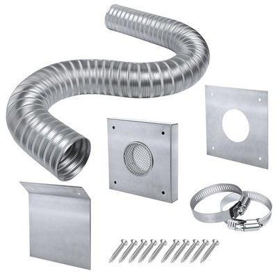 Pellet Stove Fresh Air Intake Kit, 2'' x 60'' Outside Cold Kit for Silver 