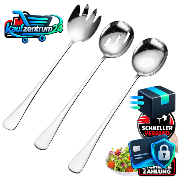 ServierlöFfel Edelstahl 3-Teilig 28Cm Langer Griff Geschlitzter LöFfel KüChe-image