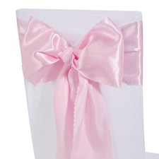 Pack of 80 Pink Satin Chair Sashes Bows Ties Upgraded 7 X 108 Inch Chairs Rib...