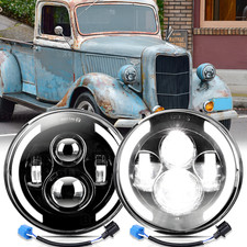 2x 7 Led Headlights Halo Ring Turn Signals Round Fit Ford Pickup 1936 1937 1938