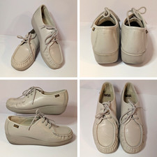 SAS Womens Sz 7.5 M Lace Up Shoes Handsewn USA Made, Comfort, Cream, Leather