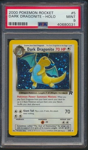 Pokémon Dark Dragonite Team Rocket Holo Rare 5/82 PSA 9 2000 Unlimited JS226