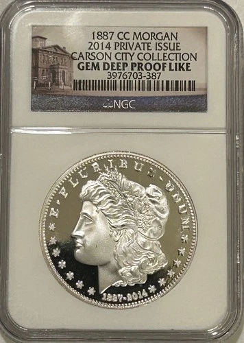 2014 Private Issue 1887 Carson City Morgan Silver Dollar NGC Gem Deep Proof Like