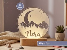 Mountain Custom Name Light, Personalized Kids Bedroom LED Night Lamp
