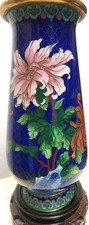 Cloisonné Enamel Vase with Floral motif – Deep Cobalt Blue, Gilt Accents