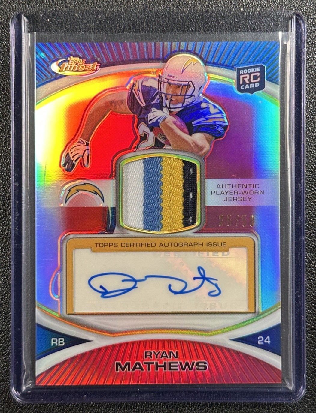 Ryan Mathews Finest #53 Signed Patch-Red Refractor