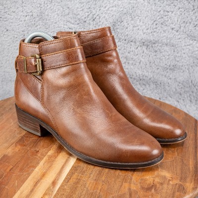 Karl Lagerfeld Paris Coffee Brown Leather Ankle Boots Booties Womens Size 6