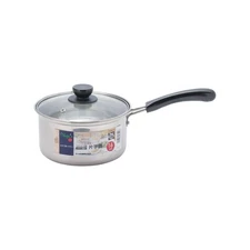 Pearl Metal Hb-6512 16Cm Stainless Steel Saucepan With Glass Lid, Induction_