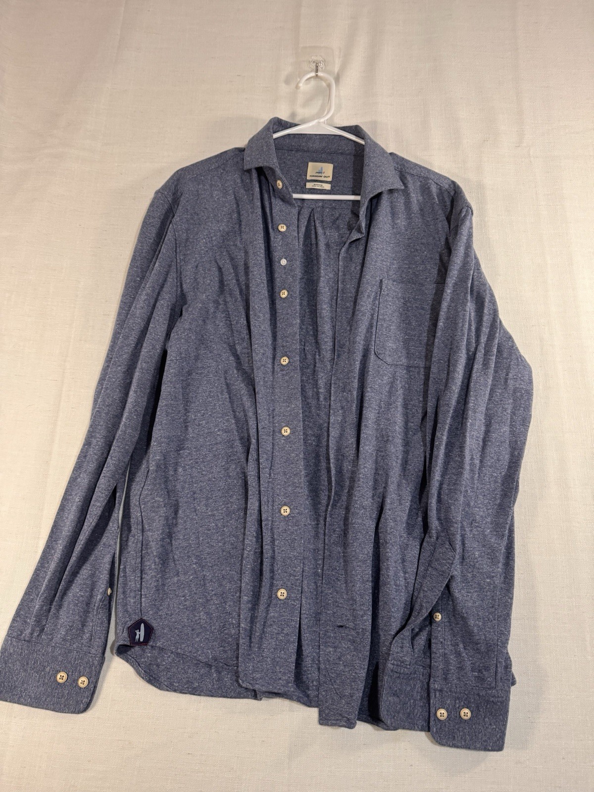 Johnnie-O Benson Hangin' Out Long Sleeve Button Down Shirt Gray Medium