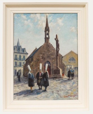 Ernest Knight (1915-1995) - Öl, Mitte 20. Jahrhundert, La Chapelle De La Croix