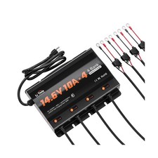 LiTime 4-Bank 10A 10A/Bank Smart Battery Charger, 14.6V LiFePO4 Battery Cha...