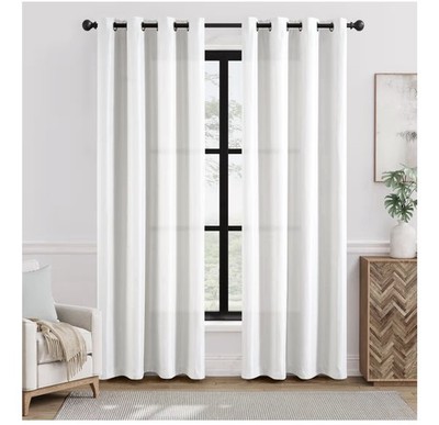 Jinchan White Light filter curtain linen texture 90 inches long 52 x 90 1 panel
