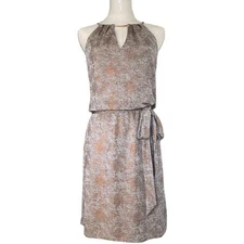 White House Black Market Women's XXS Gold Brown Halter Dress Snake Print Belted