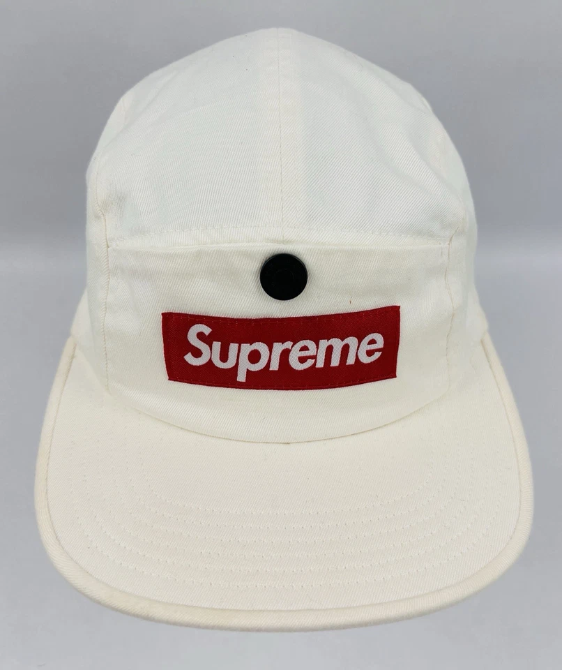 Gorra de campamento Supreme New York 2018 con logotipo de caja blanca con botones a presión bolsillo Foto 2 de 4