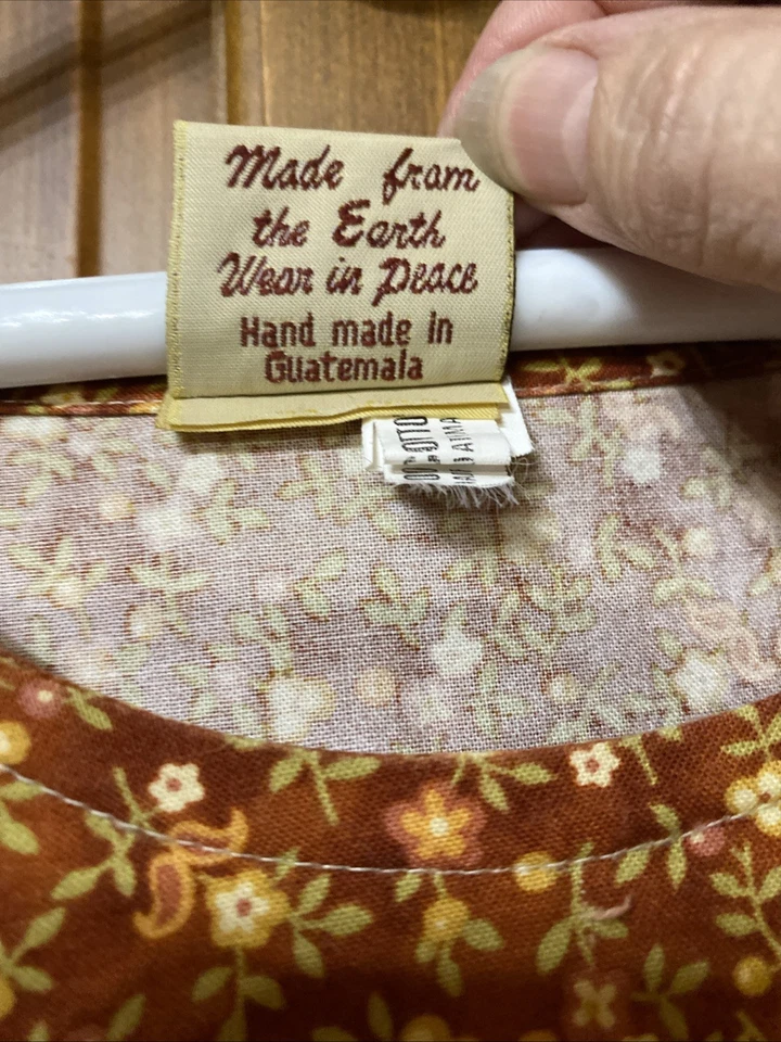 "Vestido Gitano Rosa Retazos Floral Boho Festival Talla Única 100% Algodón 36x50"" Largo" Foto 4 de 4