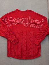 Disney Parks Disneyland Red Cable Knit Spirit Jersey Sweater Size Adult XS