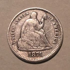 1871 Seated Liberty Dime 10C Silver Circulated Business Strike Philadelphia