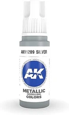 AK Silver Paint 17ml Bottle - Hobby and Model Acrylic Paint - #11209