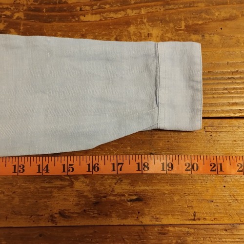 Carrement Beau Shirt Boy 10A Blue Linen Blend Long Sleeve Button Up Church Beach - Picture 13 of 14
