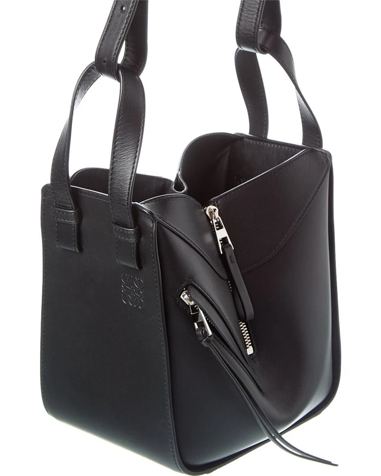 Loewe 小巧型吊床缎面皮革托特包女式黑色 — 第 3/4 张图片