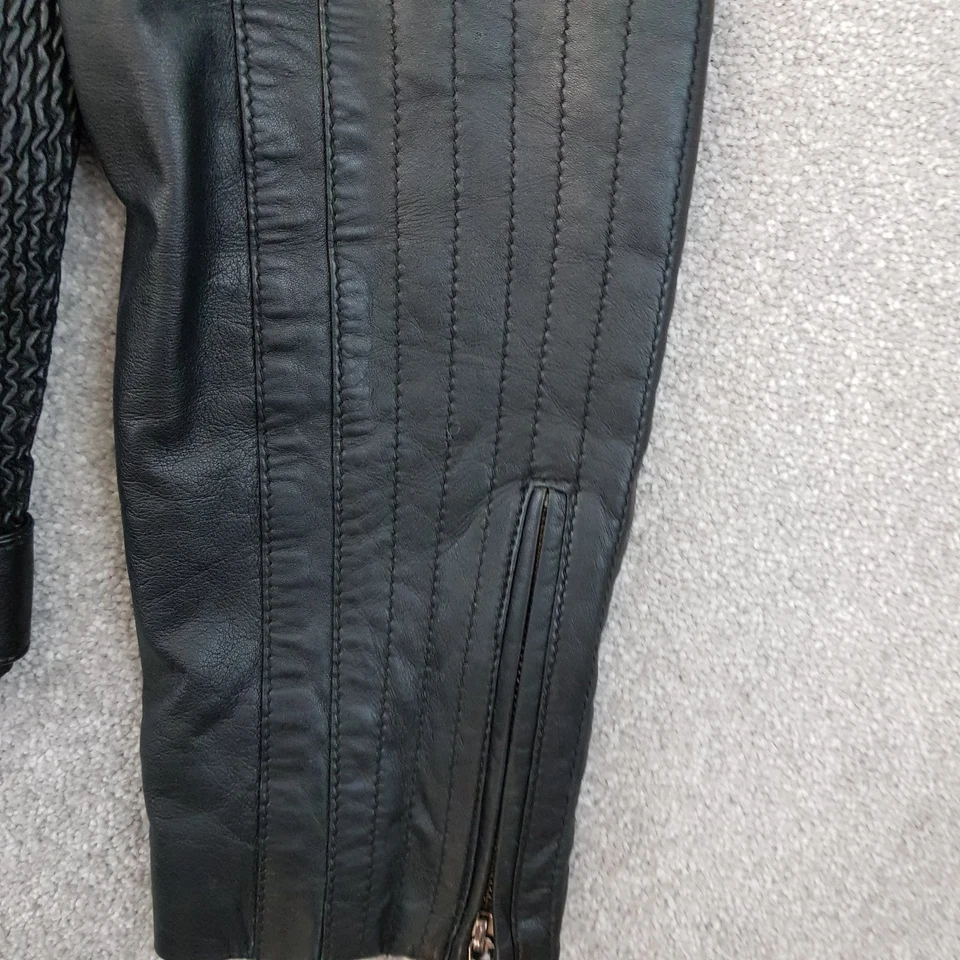 Armani Exchange Mens Jacket Medium Black Lamb Leather Bomber Biker Moto Racer - Image 3 of 4