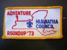 Hiawatha Council '73 Adventure RoundUp yellow border 3.75inch patch