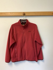 Cabelas Womens Zip Front Fleece Jacket Zip Pockets Muted Orange M