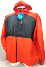 NEW Columbia Flash Forward Orange Gray Windbreaker Hooded Zip Jacket Men's L