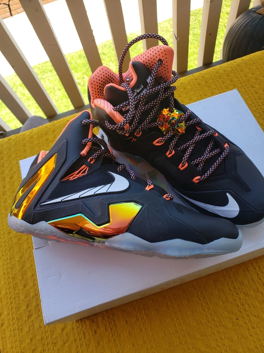 NIKE LEBRON XI 11 ELITE &#039;GOLD PACK&#039; BLACK-WHITE-MANGO Size 7  [642846 002] NIB! | eBay