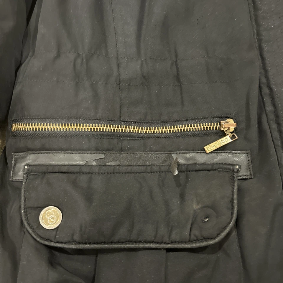 Coogi Australia Jacket Womens Large L Hooded Faux Fur Coat Black Long Sleeve - Image 2 of 4