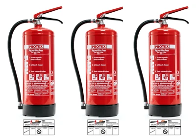 3x Gloria PDE 6 Protex 6kg ABC polvere estintore incl. supporto a parete prova di prova