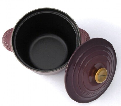 Le Creuset Cocotte Every 20 Rice Pot 20cm 2.8L Cast Iron Fig Gold knob Japan NEW - Picture 13 of 18