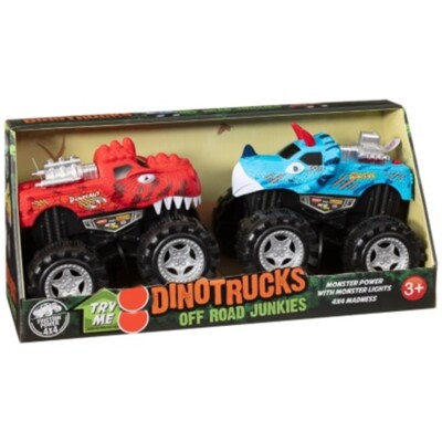 Dino Trucks Off Road Junkies Monster Power mit Monsterlichtern 4x4 Madness 2 Stück