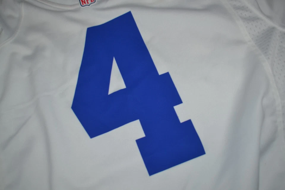 Maillot blanc NFL homme Dallas Cowboys Dak Prescott #4 Nike taille adulte hom... - Photo 4/4