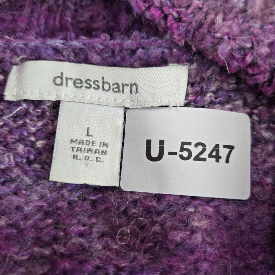 复古 Dressbarn 女式毛衣 L 紫色条纹开衫羊驼混纺 SS — 第 2/4 张图片