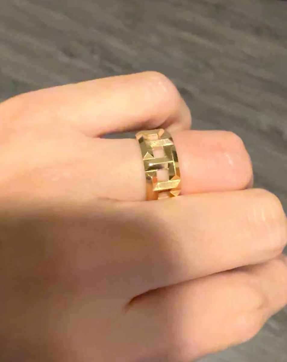 Tiffany & Co. True T Square 8mm Sparkle Band Wedding Wide Ring 18k