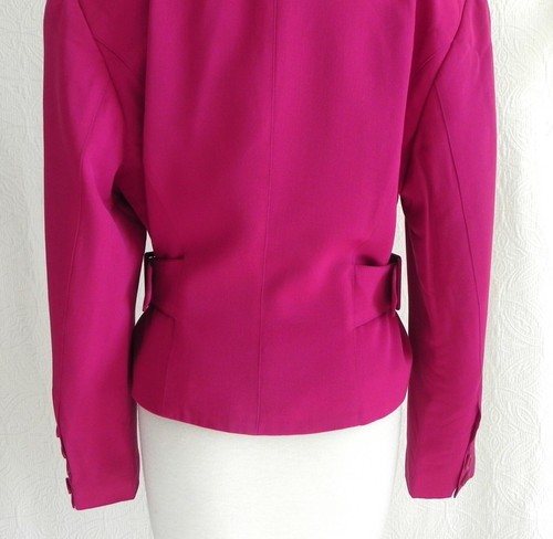 Vtg Mondi Blazer Fuchsia Wool Blend 4 Button Adjustable Sides Band Size 38 - Picture 6 of 9