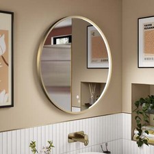 Nuie Mensa Modern Bathroom Inset Frame LED Mirror 800mm Brushed Brass