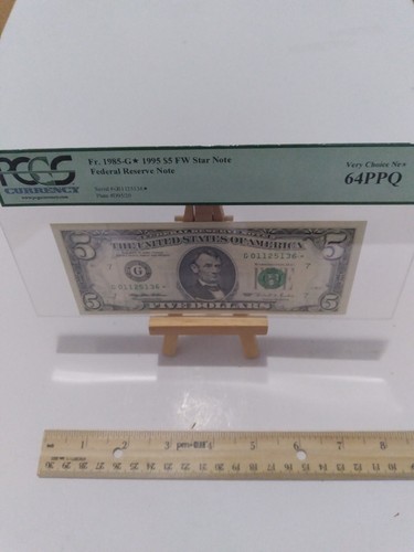 PCGS Very Choice New 64PPQ Fr. 1985-G* 1995 $5 Federal Reserve Star Note