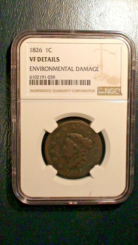 1826 CORONET HEAD Large Cent NGC VERY FINE 1C Penny Coin PRICED TO SELL