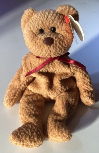 Ty Beanie Babys selten zurückgezogen Curly der Bär 1993 mit Etikettfehler